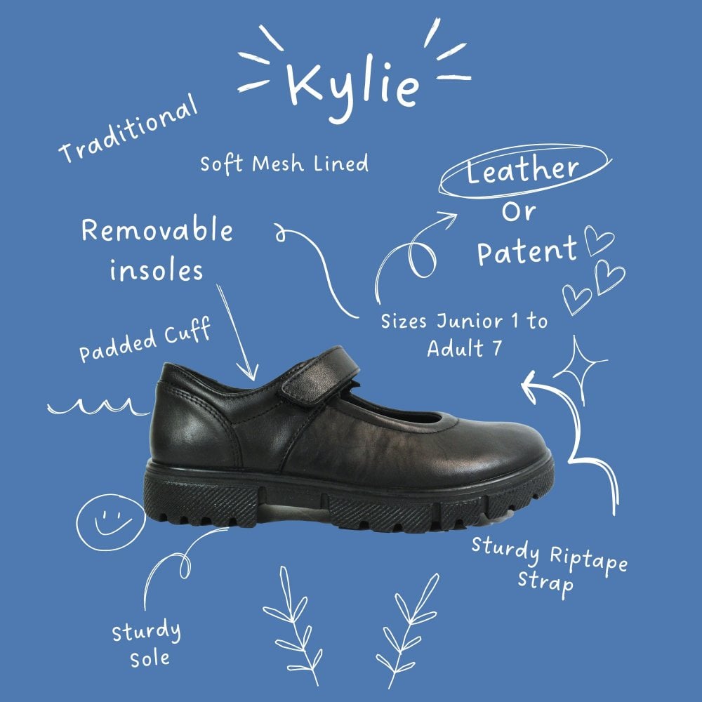 Ricosta Kylie | Black Leather | Medium Fit | Girls Mary Jane School Shoes