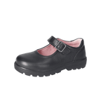 Ricosta Alice | Black Leather | Medium Fit | Girls Riptape Mary Jane School Shoes