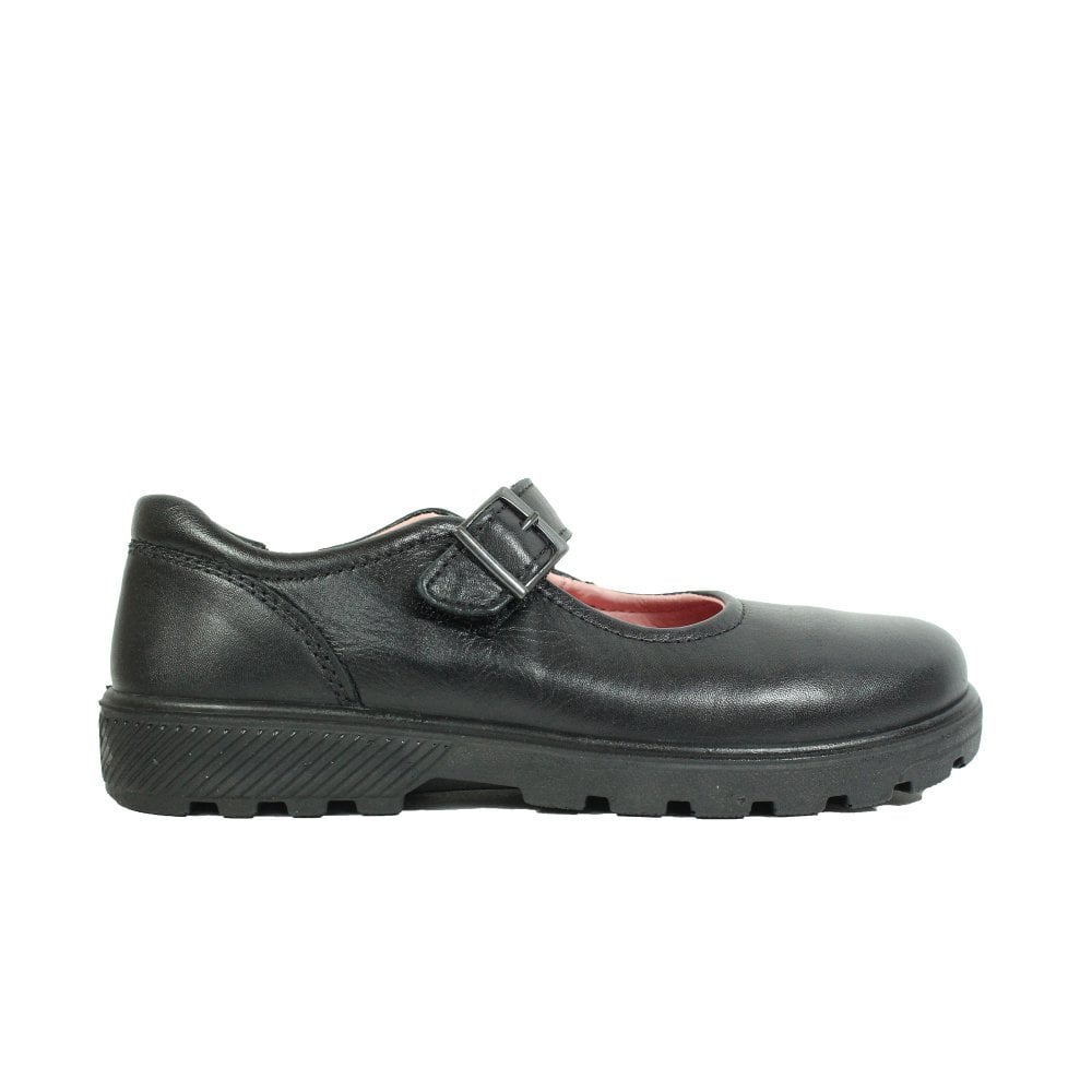 Ricosta Alice | Black Leather | Medium Fit | Girls Riptape Mary Jane School Shoes