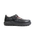 Ricosta Amanda | Black Leather | Girls T-Bar Brogue School Shoes