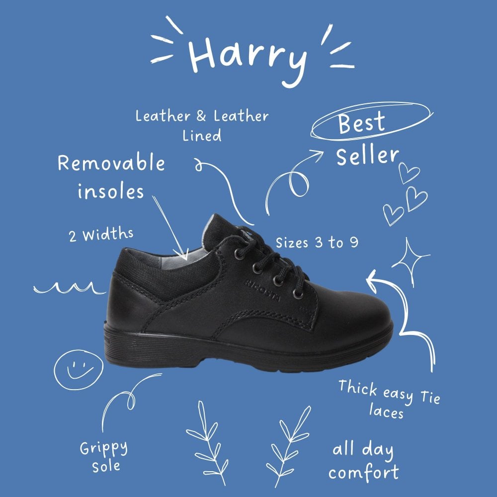Ricosta
Harry | Black Leather | Boys Lace Up School Shoes