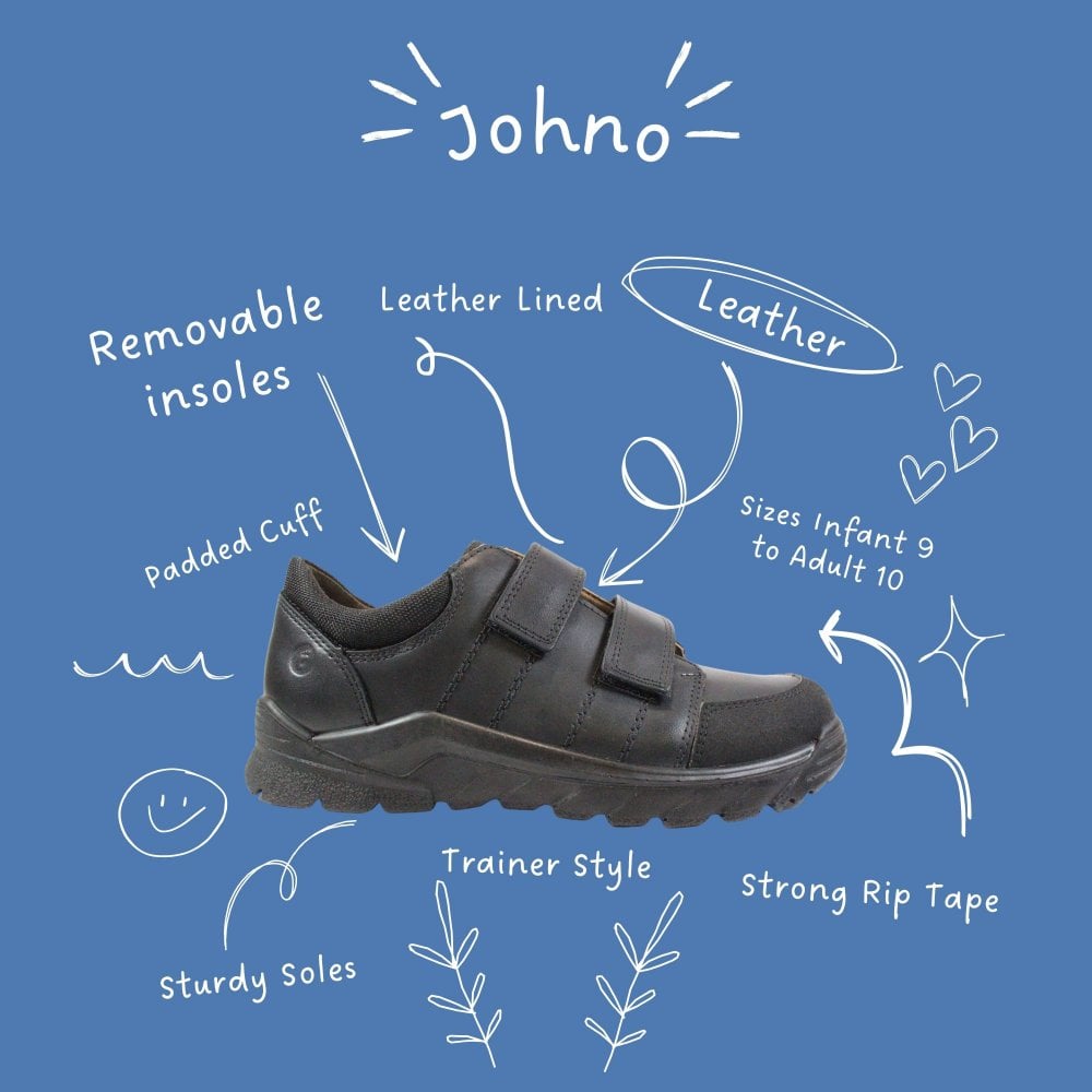 Ricosta
Johno | Black Leather | Boys Rip Tape School Shoes