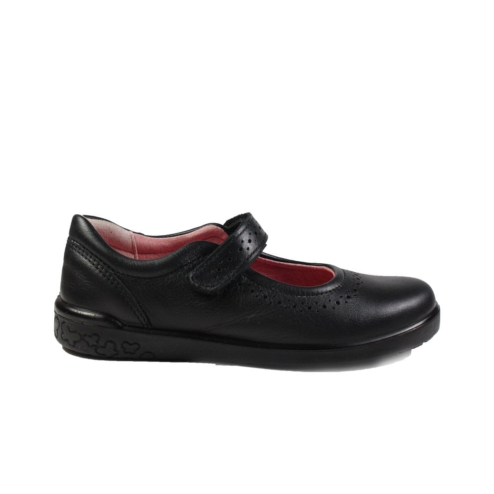 Ricosta Lillia | Black Leather | Middle Width | Girls Plain Mary Jane School Shoes