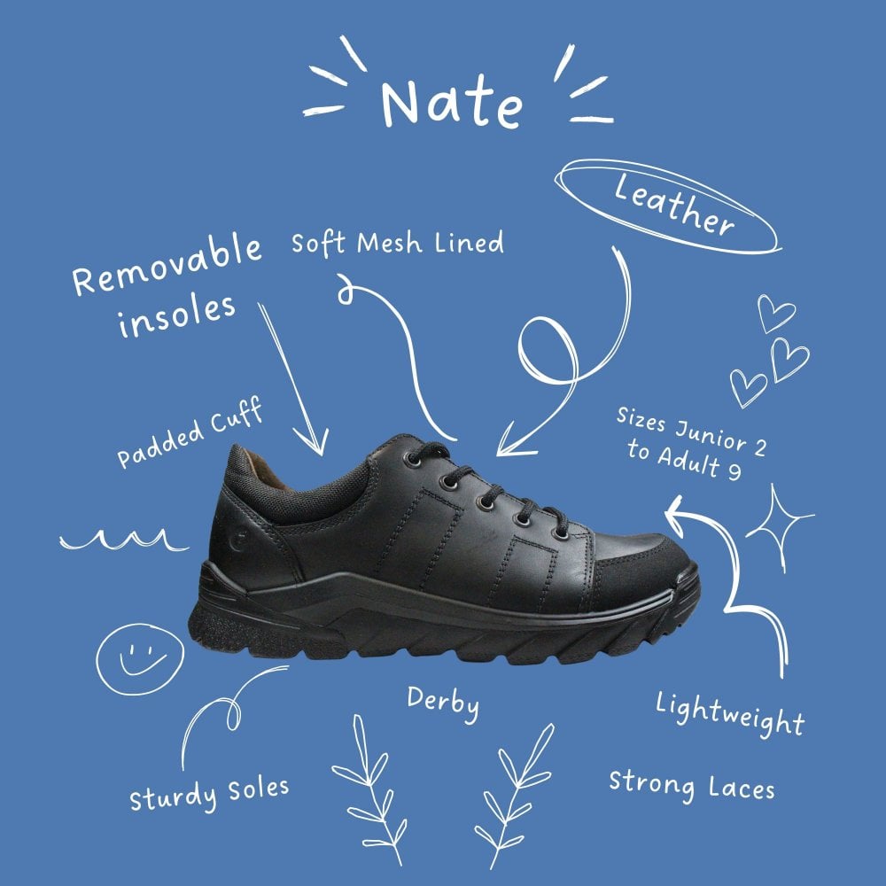 Ricosta
Nate | Black Leather | Boys Lace-Up School Shoes