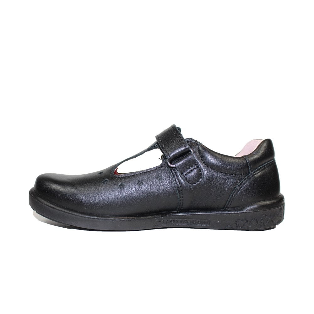 Ricosta Scarlett | Black Leather | Middle Width | Girls T-Bar School Shoes