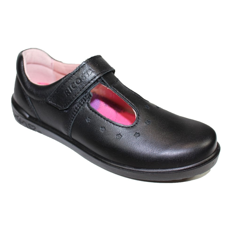 Ricosta Scarlett | Black Leather | Middle Width | Girls T-Bar School Shoes
