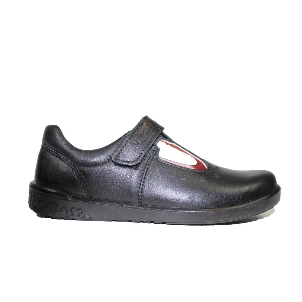 Ricosta Scarlett | Black Leather | Middle Width | Girls T-Bar School Shoes