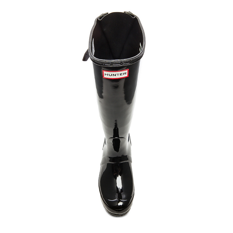 Women's Adjustable Gloss Black Wellingtons