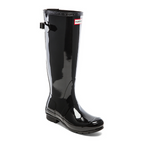 Women's Adjustable Gloss Black Wellingtons