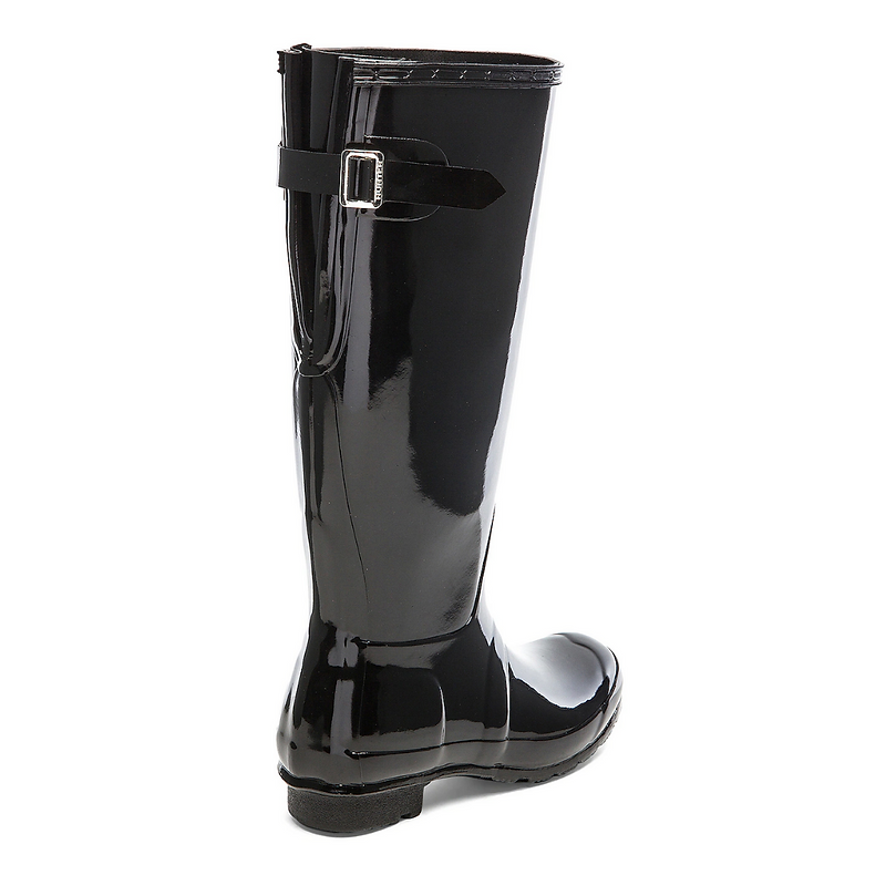 Women's Adjustable Gloss Black Wellingtons