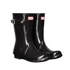 Women's Short Gloss Black Wellington Boots