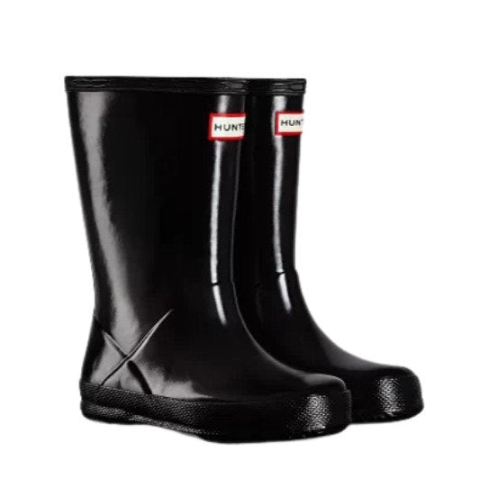 Kids First Gloss Black Wellington Boots