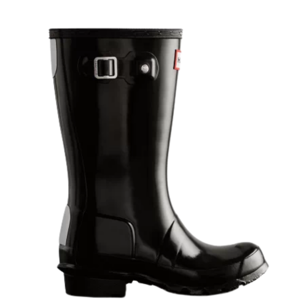 Junior Gloss Black Wellington Boots