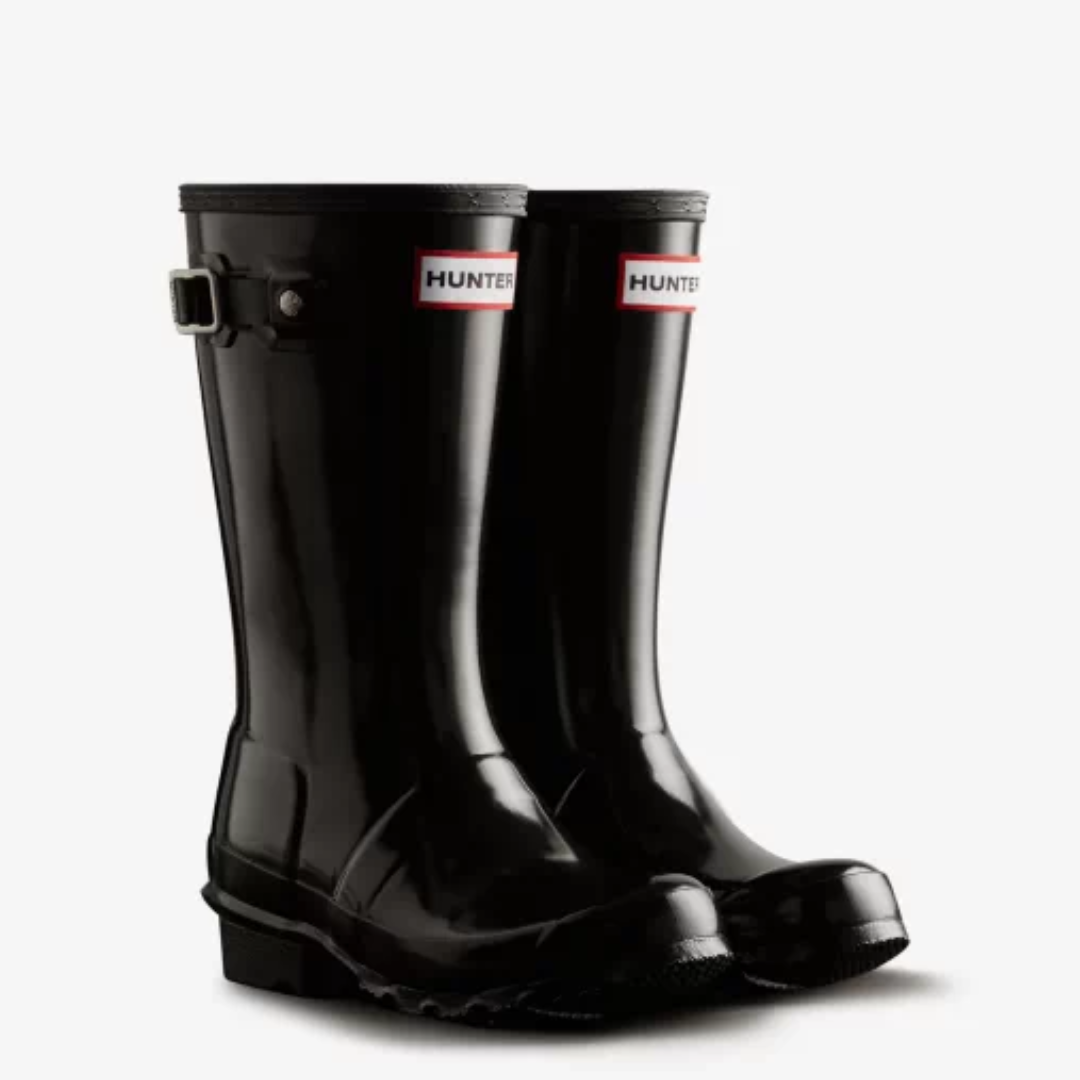 Junior Gloss Black Wellington Boots